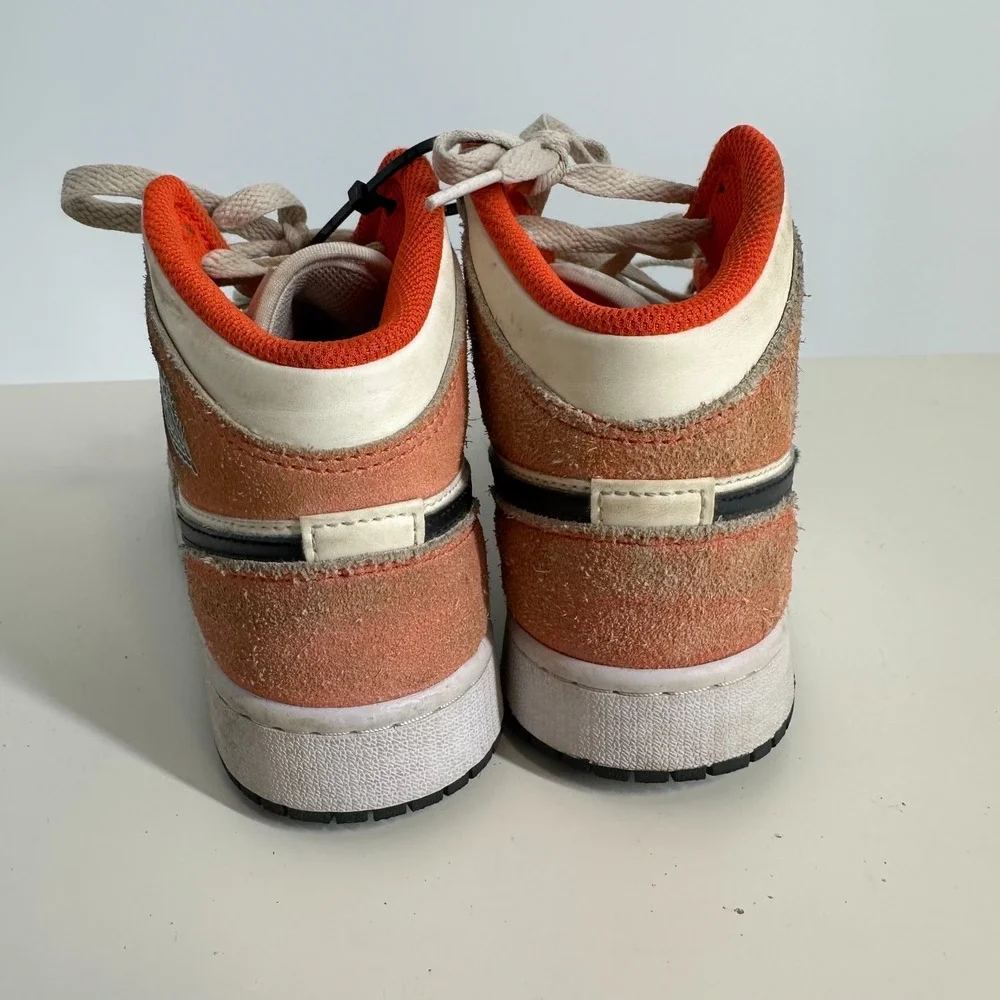Nike Air Jordan 1 Mid DV-1336-800 Sneakers Retro Shoes Orange‎ White Black SZ 5Y